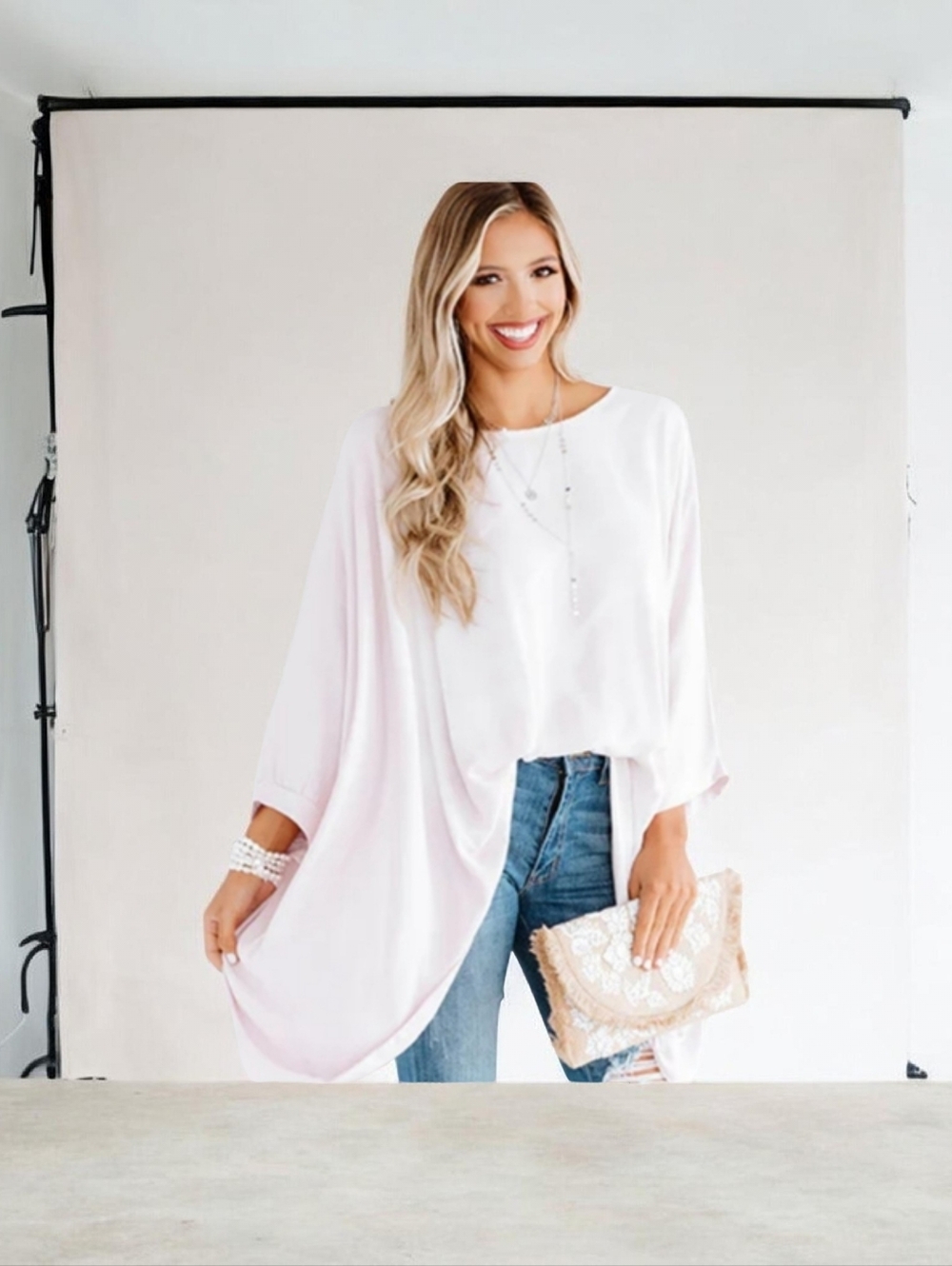 Drift Away Shift Tunic Light Pink Tye Dye Pattern Top